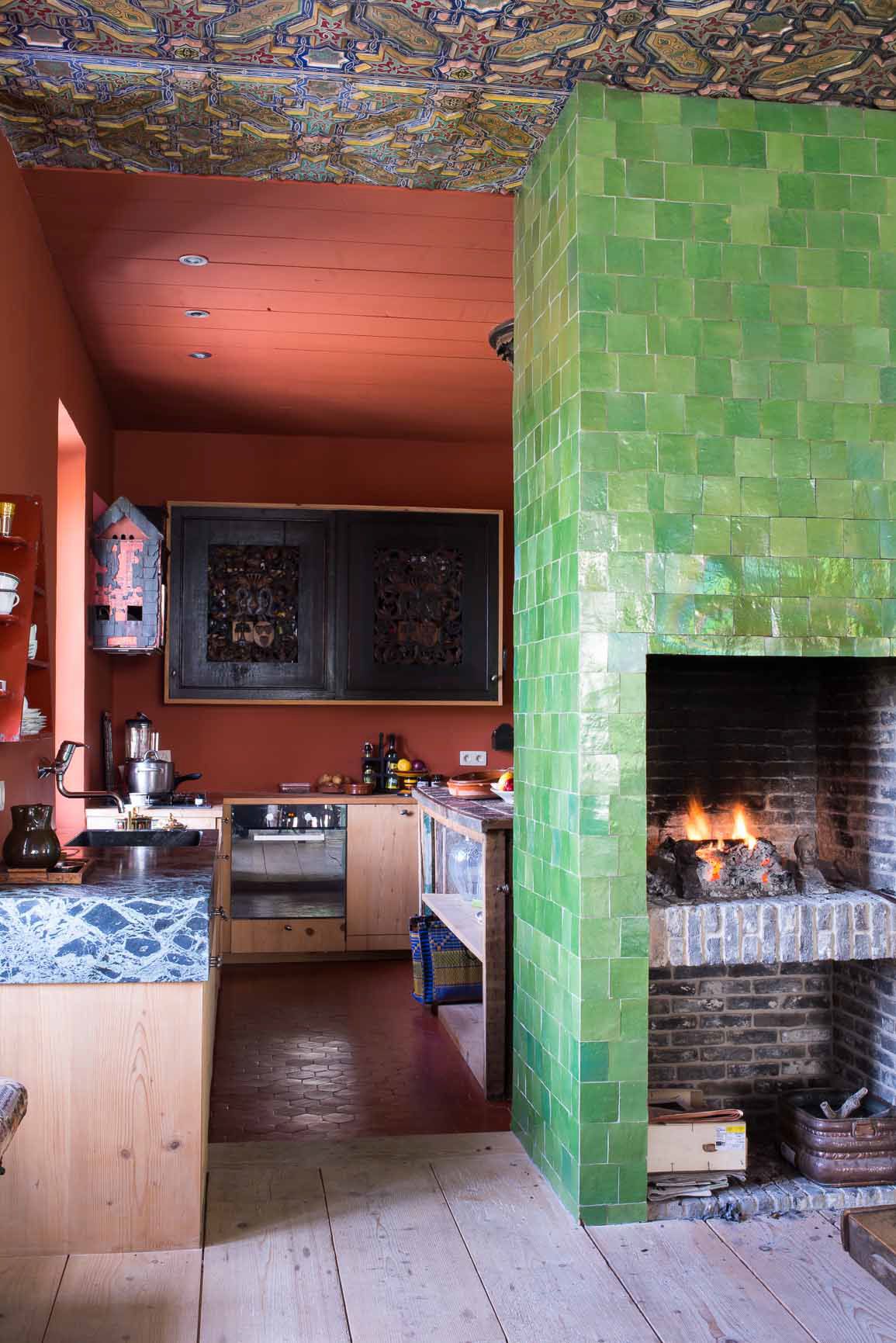Indoors Interior Design Fireplace Hearth and Kitchen